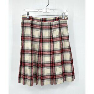 vintage 80s TALBOTS skirt plaid pleated knee length 100% worsted wool preppy 8